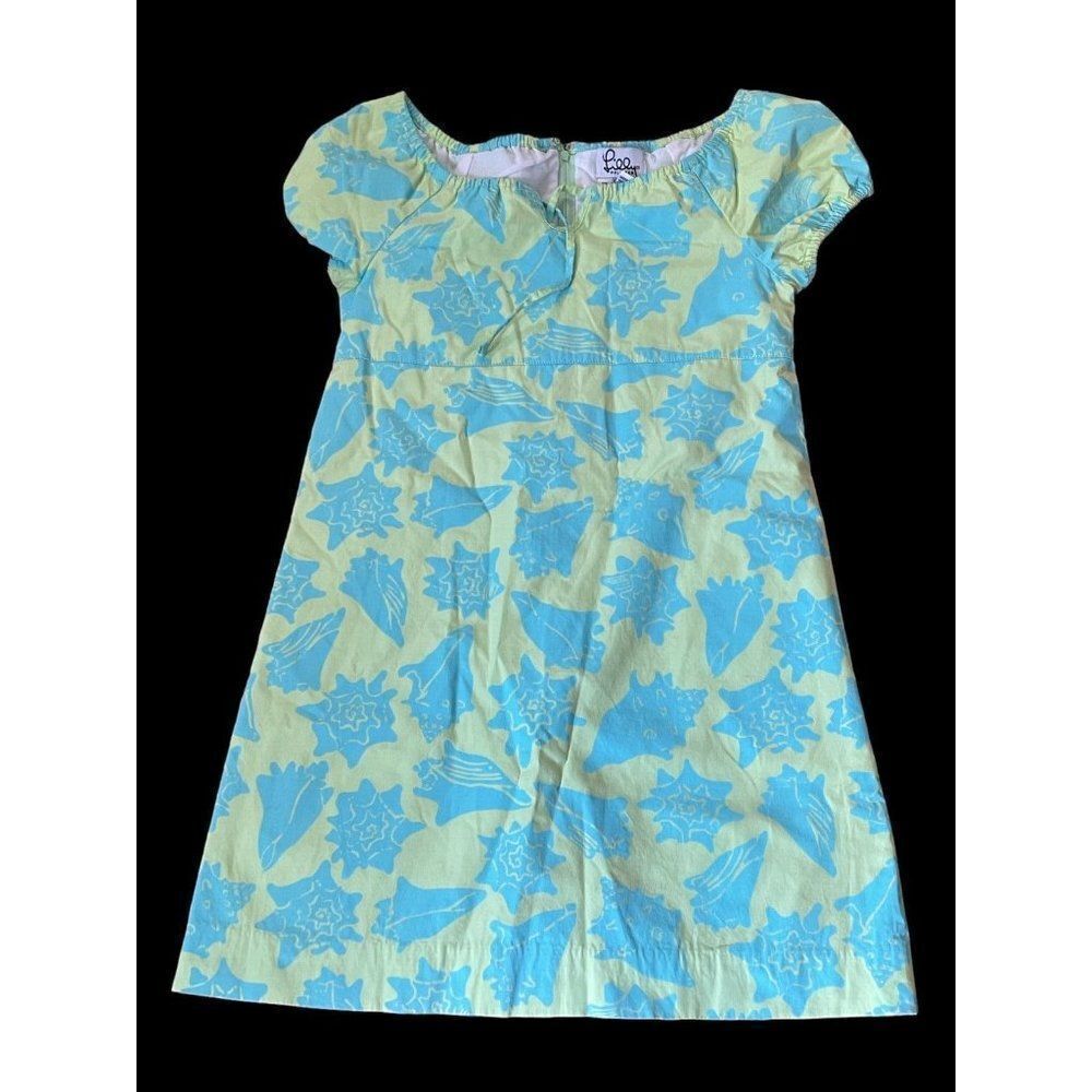 Lilly Pulitzer Girls Dress Size 10 Seashells Green/Blue